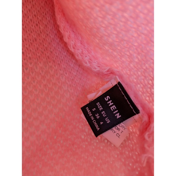 SHEIN Women's Size S Pink Heart Knit Cardigan Sweater - Picture 5 of 8